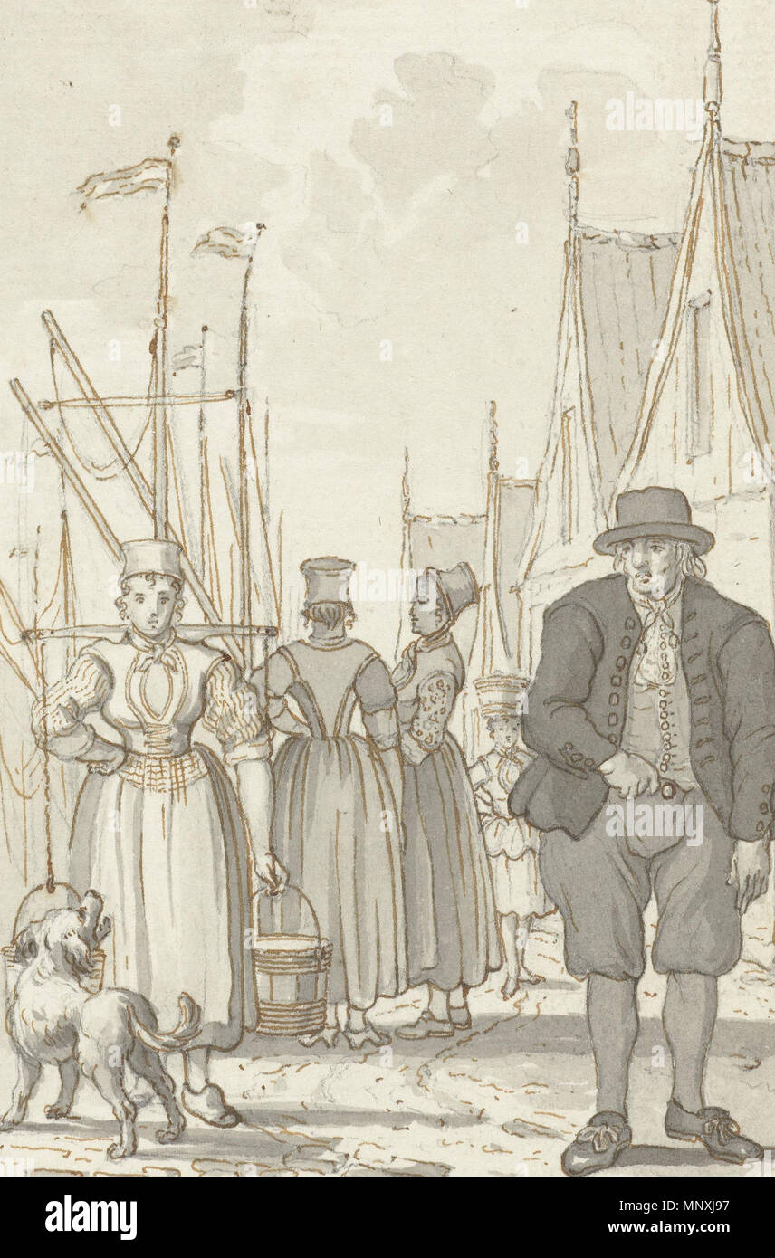 Nederlands Mannen en vrouwen in de kleding van Emmeloord. Op karton Kleeding van van Mannen en